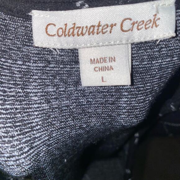Coldwater Creek Black Windowpane Check Jacquard Knit Pocket Top Size Large - Picture 4 of 6